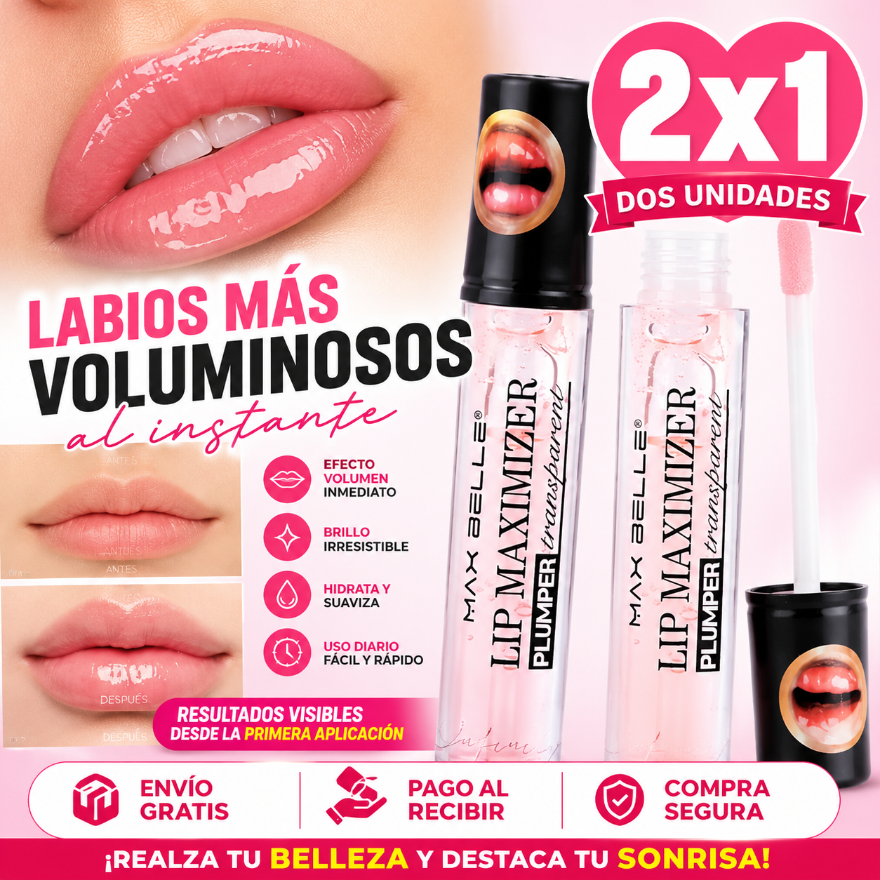 Voluminizador De Labios Plumper Gloss 2x1 + MINI ESPEJO