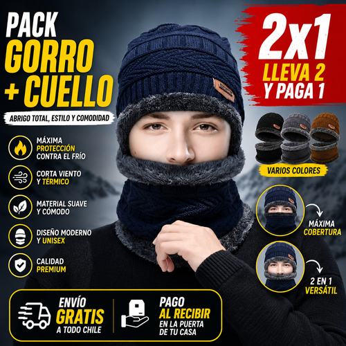 GORRO Y CUELLO TÉRMICOS ACOLCHADOS OFERTA 2X1 + GUANTES DE REGALO