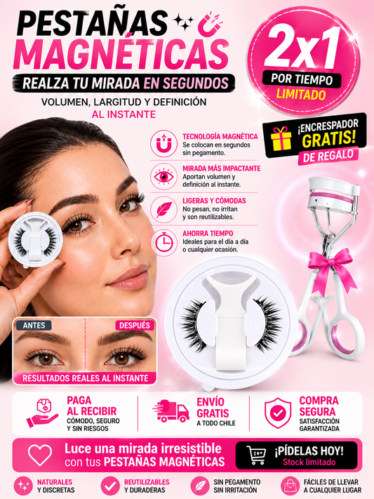 Kit De Pestañas Postizas Magnéticas 2x1 OFERTA + Encrespador Gratis