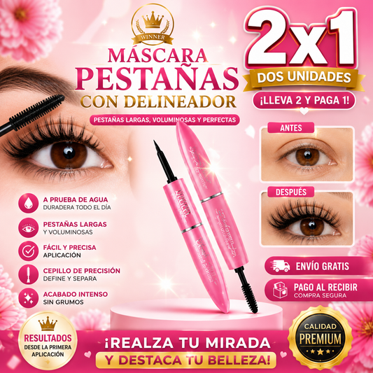 MASCARA PESTAÑAS CON DELINEADOR 2X1 + ENCRESPADOR DE REGALO