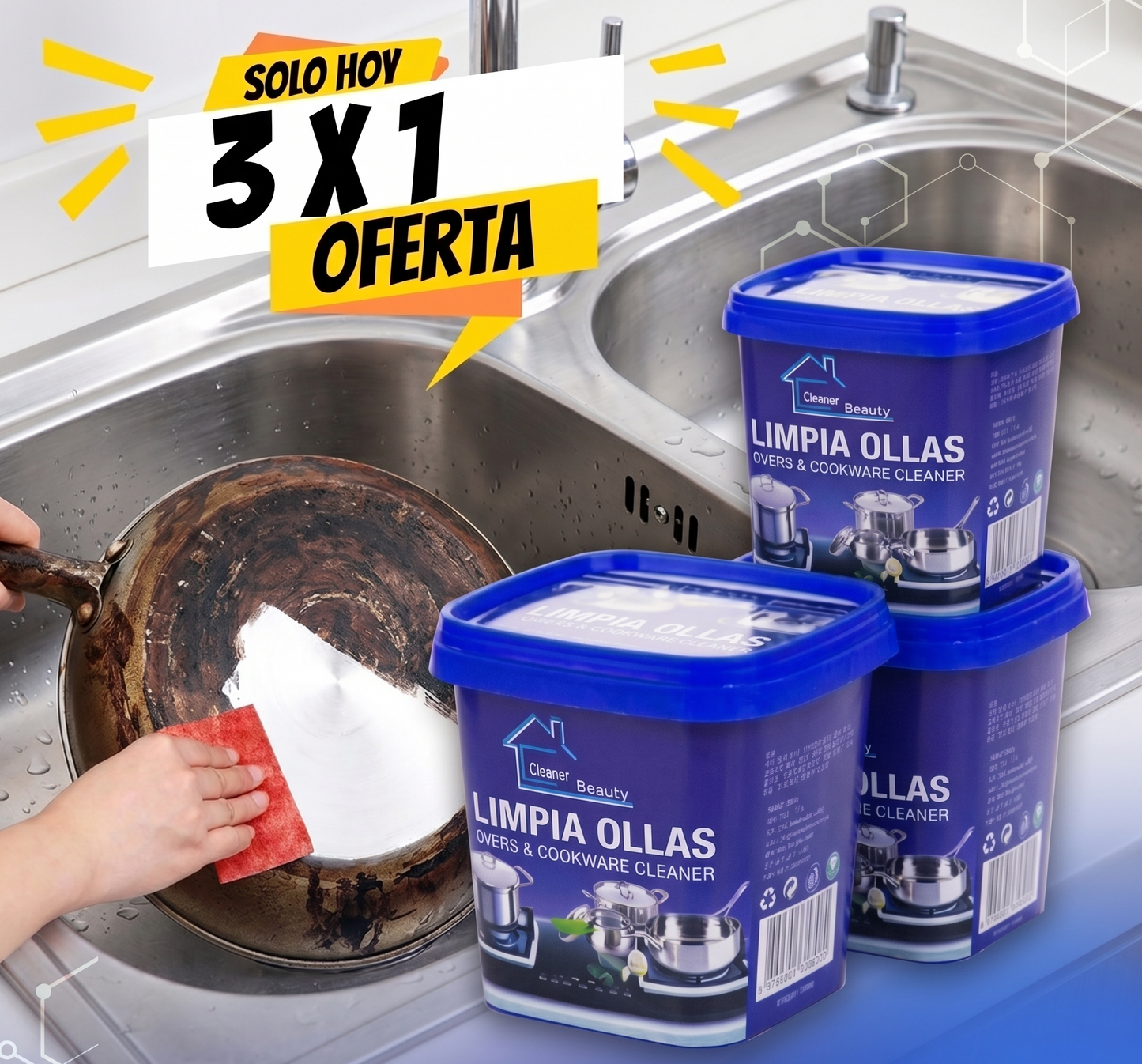 3x1 Pasta Mágica Limpiador Olla Multiusos anti grasa OFERTA