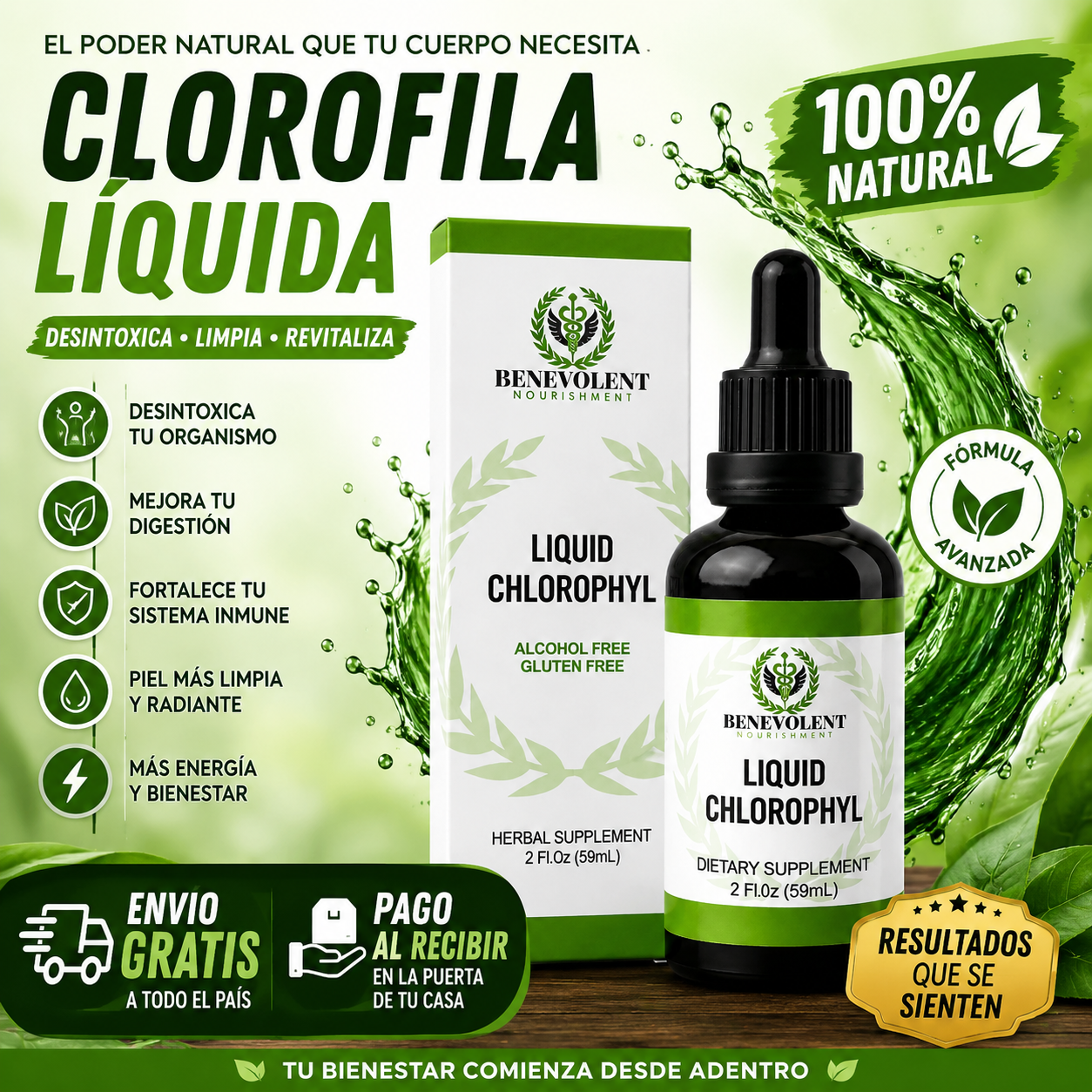 CLOROFILA BENEVOLENT X 60 ML OFERTA + GOTERO DE REGALO